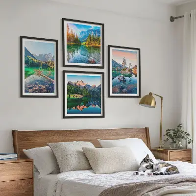 Mountain lakes nature landscape wall art set of 4 pieces