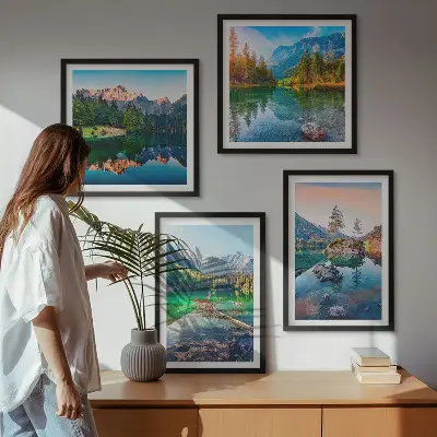 Mountain lakes nature landscape wall art set of 4 pieces