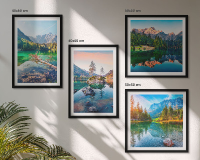 Set of 4 wall art pieces Mountain lakes nature landscape