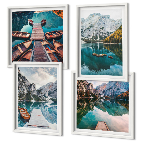 Multi-piece wall decor set Lake, bridges, mountains