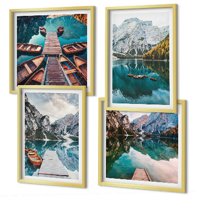 Multi-piece wall decor set Lake, bridges, mountains