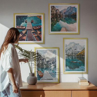 Multi-piece wall decor set Lake, bridges, mountains