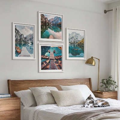 Multi-piece wall decor set Lake, bridges, mountains