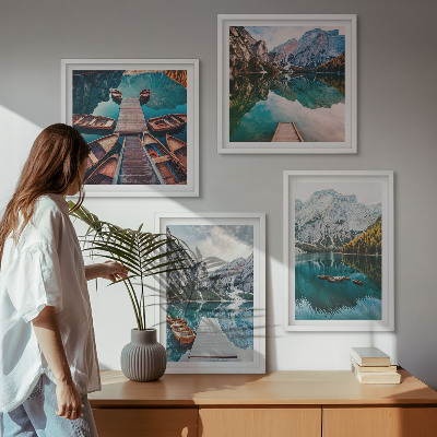 Multi-piece wall decor set Lake, bridges, mountains