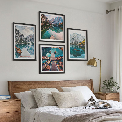 Multi-piece wall decor set Lake, bridges, mountains