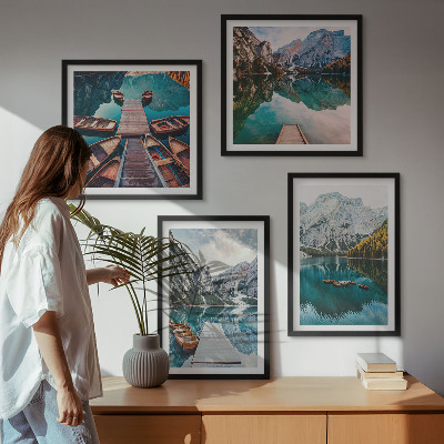 Multi-piece wall decor set Lake, bridges, mountains