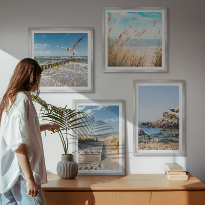 Multi-piece wall decor set Beach wooden path cliffs