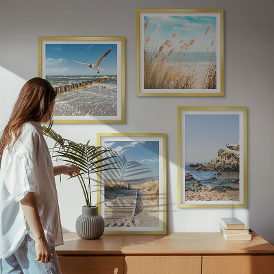 Multi-piece wall decor set Beach wooden path cliffs