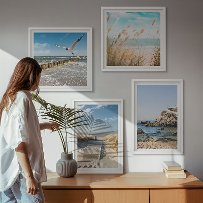 Multi-piece wall decor set Beach wooden path cliffs