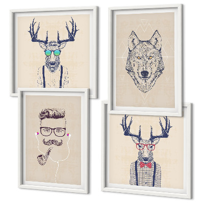 Wall art set Stylish animal portraits