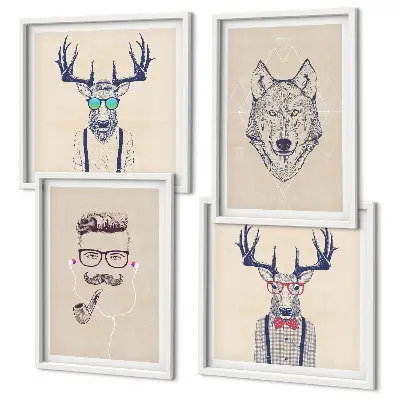 Animal portrait wall art set stylish prints