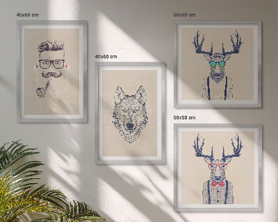 Wall art set Stylish animal portraits