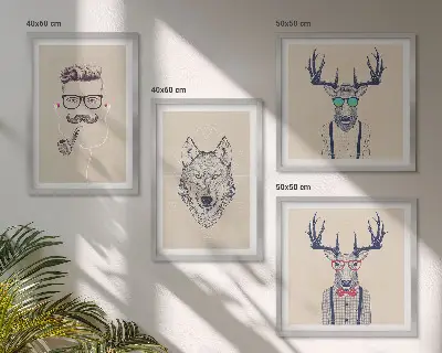 Animal portrait wall art set stylish prints