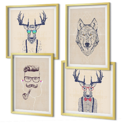 Wall art set Stylish animal portraits