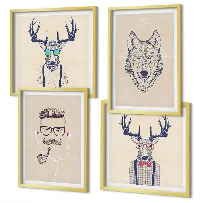 Animal portrait wall art set stylish prints