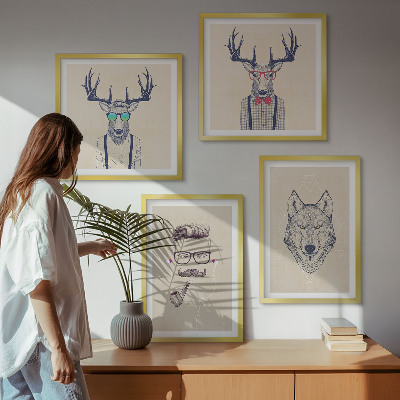 Wall art set Stylish animal portraits