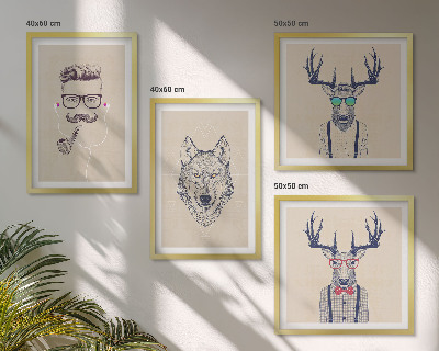 Wall art set Stylish animal portraits