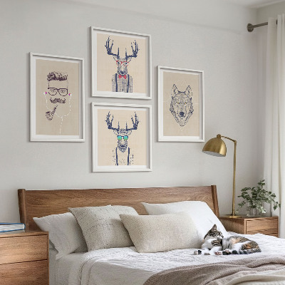 Wall art set Stylish animal portraits