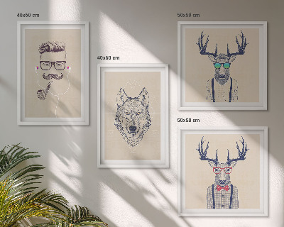 Wall art set Stylish animal portraits