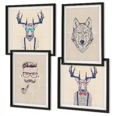 Wall art set Stylish animal portraits