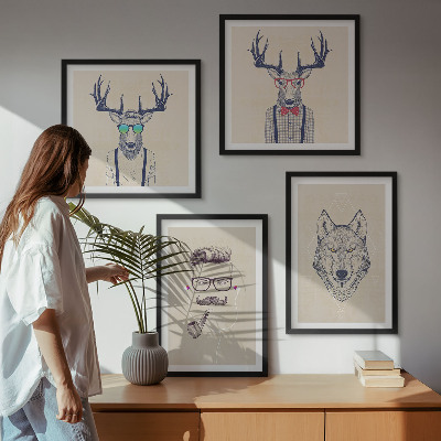 Wall art set Stylish animal portraits
