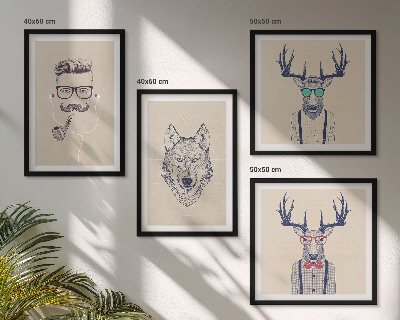Wall art set Stylish animal portraits