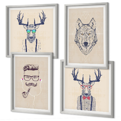 Wall art set Stylish animal portraits