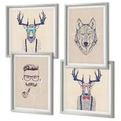 Animal portrait wall art set stylish prints