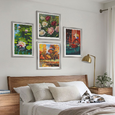 Set of 4 wall art pieces Autumn Colors Lily Pond