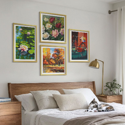 Set of 4 wall art pieces Autumn Colors Lily Pond
