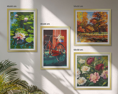 Set of 4 wall art pieces Autumn Colors Lily Pond