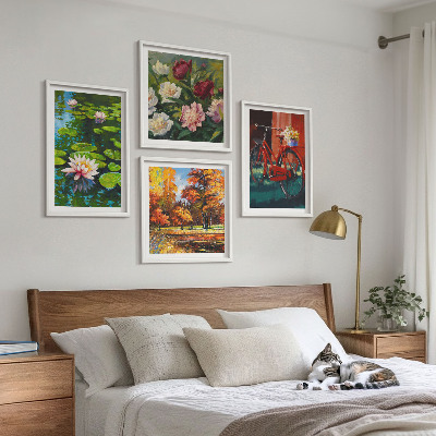 Set of 4 wall art pieces Autumn Colors Lily Pond