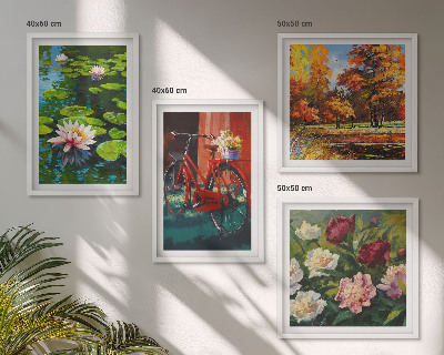 Set of 4 wall art pieces Autumn Colors Lily Pond