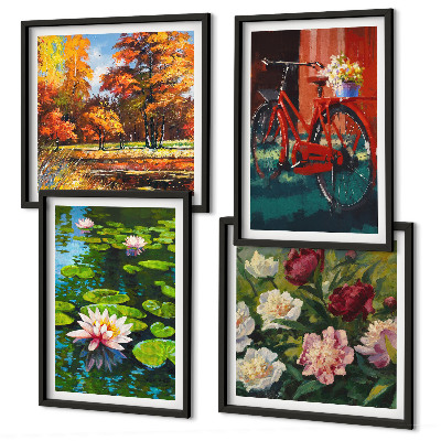 Set of 4 wall art pieces Autumn Colors Lily Pond