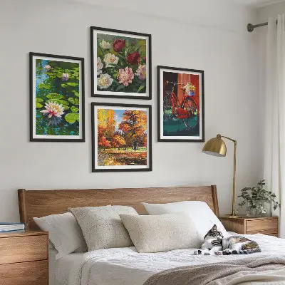 Autumn Colors Lily Pond wall art set of 4 pieces