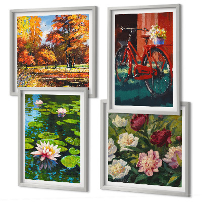 Set of 4 wall art pieces Autumn Colors Lily Pond