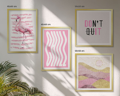 Multi-piece wall decor set Pink flamingo pastel mountain landscape