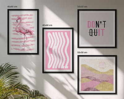 Multi-piece wall decor set Pink flamingo pastel mountain landscape