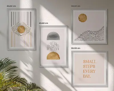 Abstract geometry shapes wall art set 