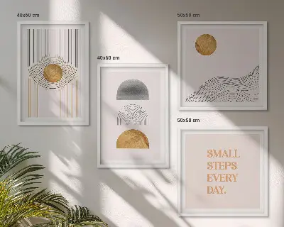 Abstract geometry shapes wall art set 