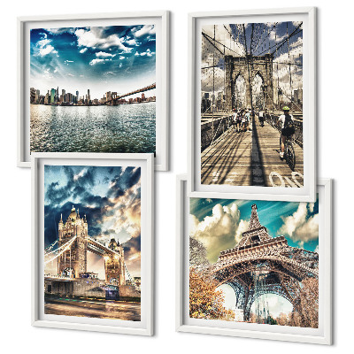 Multi-piece wall decor set Tower bridges in European cities