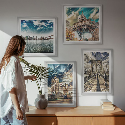 Multi-piece wall decor set Tower bridges in European cities