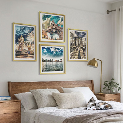 Multi-piece wall decor set Tower bridges in European cities