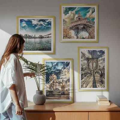 Multi-piece wall decor set Tower bridges in European cities