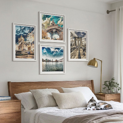 Multi-piece wall decor set Tower bridges in European cities
