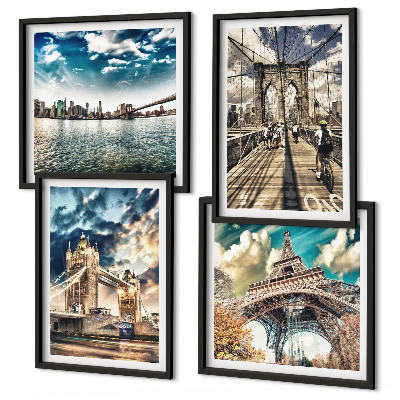 Multi-piece wall decor set Tower bridges in European cities
