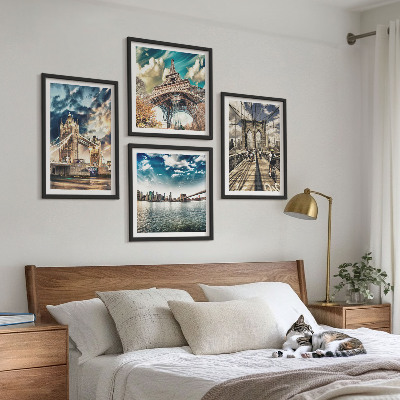 Multi-piece wall decor set Tower bridges in European cities