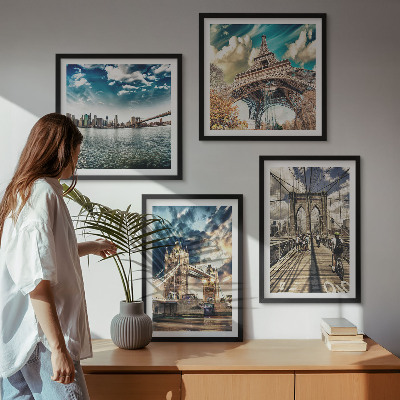 Multi-piece wall decor set Tower bridges in European cities