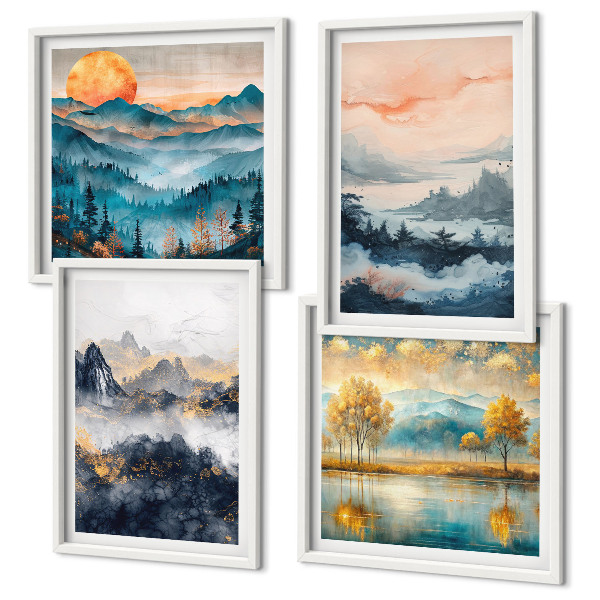 Wall art set Painted abstractions of nature