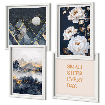 Set of 4 wall art pieces Abstract Mountains Flowers Inspiration